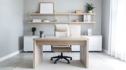 Modern Home Office with Minimalist Design and Natural Light