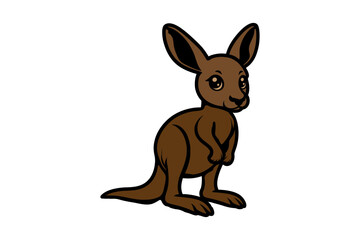 kangaroo cartoon line art vector silhouette kids color books colouring pages.