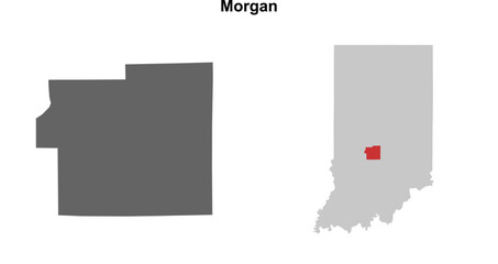 Morgan County (Indiana) blank outline map set