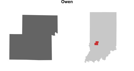 Owen County (Indiana) blank outline map set