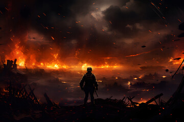 Fototapeta premium photo of a destroyed batttlefield