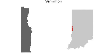 Vermillion County (Indiana) blank outline map set