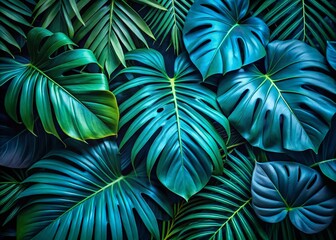 AI Floral Palm Monstera Deep Focus Background