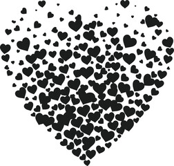 Heart Shape Made of Multiple Small Black Hearts Vector Illustration