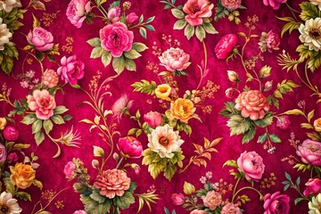 Dark Pink Floral Background Documentary Photography AI Art