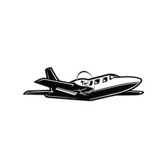 Light Aircraft Monochrome Vector Isolated. Small Plane Silhouette Vector Icon