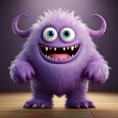 Naklejka premium Cute realistic monster with legs and arms and a long tongue 