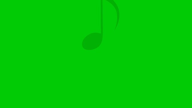 Beautiful movement animation of musical notes on green screen