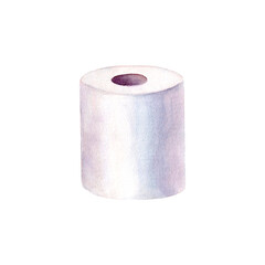 Watercolor toilet paper roll isolated on white background