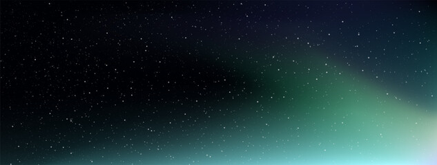 Mystical night sky with a hint of aurora borealis. Calming and peaceful atmosphere, Northern lights, Vector Illustration.