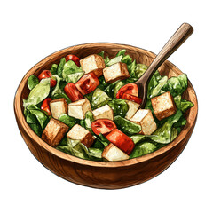 Fresh Garden Salad with Croutons 