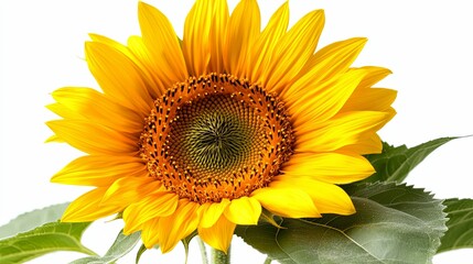 Close-up of a Sunflower with Yellow Petals and a Green Center