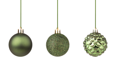 conjunto de bugigangas verdes em um fundo transparente,3 bugigangas