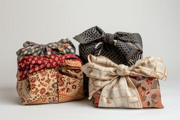 Sustainably Wrapped Christmas Gifts with Festive Fabric Wrapping Furoshiki Japanese gift wrapping