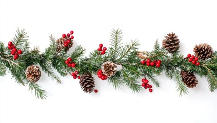 Christmas Garland with Pine Cones and Berries