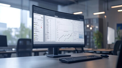 Naklejka premium Minimal 3D Render of Inventory Management Software Tracking Levels and Distribution Routes