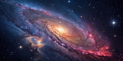 Fototapeta premium A Cosmic Dance of Stars and Nebulae, Swirling in a Symphony of Colors and Light