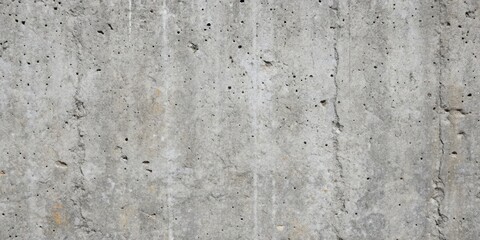 Fototapeta premium A weathered concrete wall with a subtle crack running vertically through the center, revealing the rough texture and a multitude of small holes.