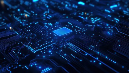 Circuit Board with Blue Lights