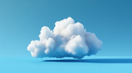 Soft and Fluffy White Cloud Against a Bright Blue Sky in a Minimalist Style, Perfect for Nature and Weather Themes, or Backgrounds for Digital Creations