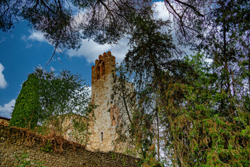 Panorama of Monteleoni Castle in the medieval village of Campagnatico Grosseto Tuscany Italy