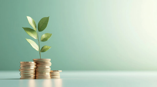 Eco-Friendly Financial Incentives:Leaf Icon Symbolizing Green Practices in 3D