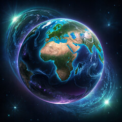 Planet Earth traveling through the universe.