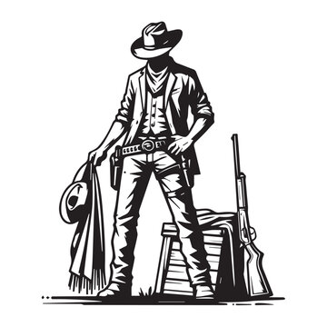 recommend clip art: Portrait of Cowboy with Hat