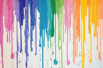 Colorful paint drips on a textured canvas