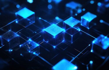 Fototapeta premium Abstract Network of Glowing Cubes