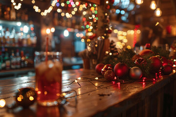 Festive New Year decoration at home on blurred Christmas tree backdrop ai generative