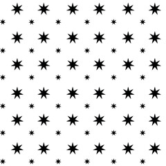 Abstract geometric pattern with stars, crosses, stripes, lines. Seamless vector background. White and black ornament. Modern reticulated graphic design.