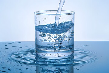 Refreshing Splash: Crystal Clear Water Pouring into Glass for Hydration Concept