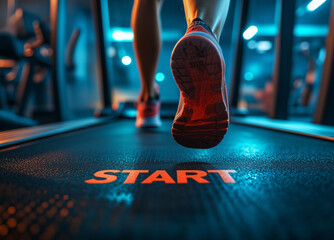 2026 marks the beginning of a new year. A treadmill runner at a fitness club. Healthy lifestyle, gym
