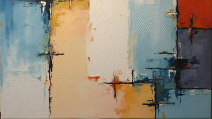 Painted Abstraction with Bold Horizontal and Vertical Lines