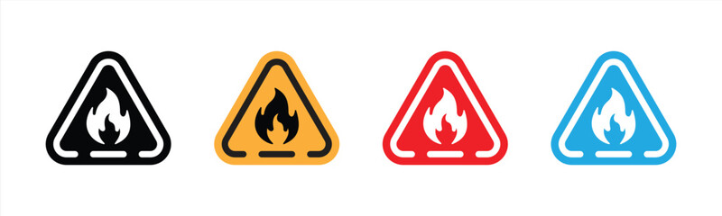 fire icon set. flammable substance sign, flammability alert icon. vector illustration