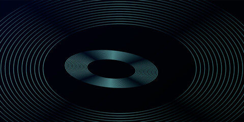 Obraz premium Blue abstract background with glowing circles. Swirl circular lines pattern. Geometric spiral. Twirl element. Modern graphic design. Futuristic technology