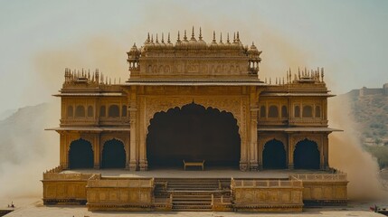 Obraz premium Traditional Puppet Show Stage in Historic Setting