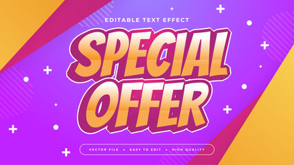 Purple Violet White and Yellow Special Offer 3d Editable Text Effect - Font Style