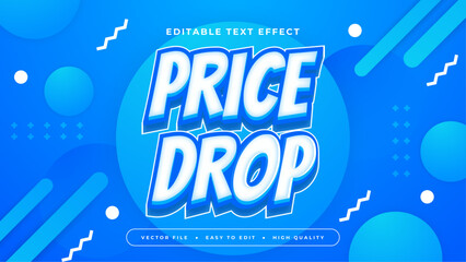 White and Blue Price Drop 3d Editable Text Effect - Font Style