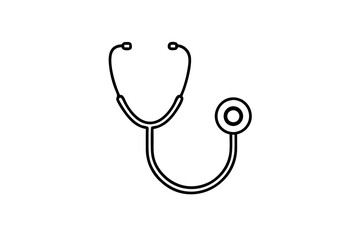 Doctor stethoscope medical device flat icon vector, stethoscope outline vector
