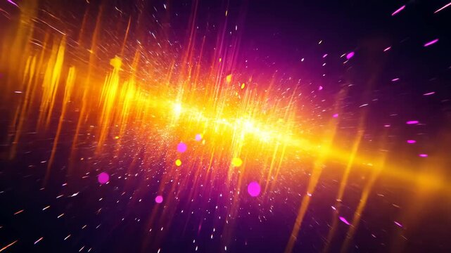 A vibrant abstract background with yellow and pink lights and a glowing, yellow wave in the center