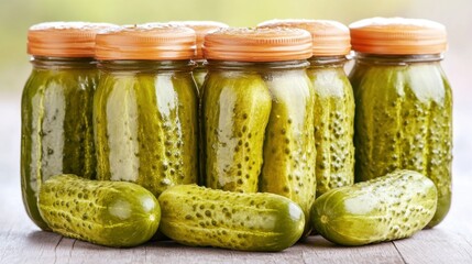 Woman Making Homemade Pickles in Jars