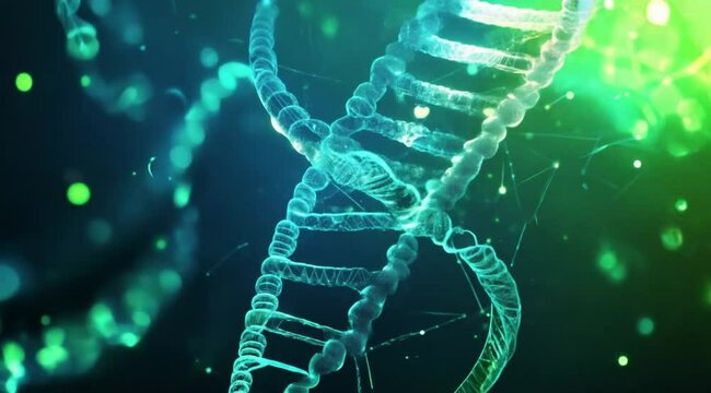 Close up scene of DNA chain using microscope, Camera slow motion with different angles