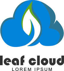 green leaf cloud, simple and unique logo