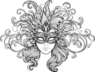 venetian carnival mask on black, masquerade mask on black, Vector Illustration. mardi gras carnival mask.