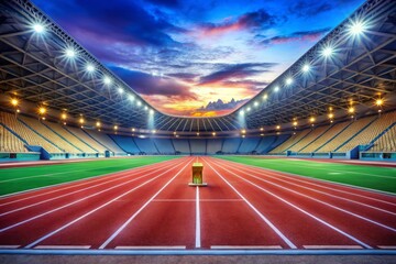 a stadium with lights on and a stadium with a stadium with lights on