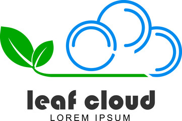 green leaf cloud, simple and unique logo