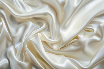 Obraz premium Close-up of Creamy White Satin Fabric Draped in Soft Folds