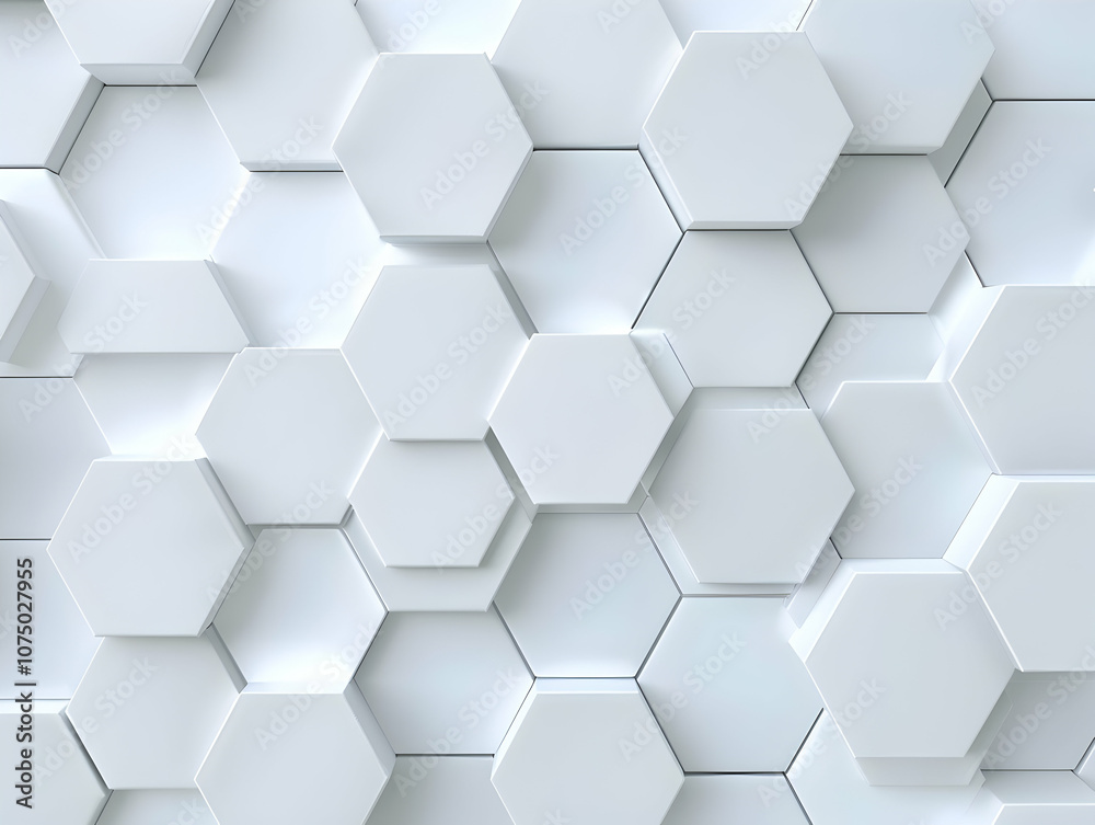 Poster abstract white background with a hexagonal pattern for a technology